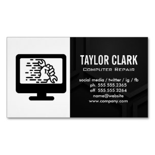 Computer Hardware   Wrench in Hand Business Card Magnet