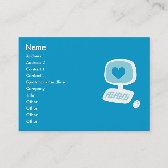 Computer Heart Business Cards (Front)