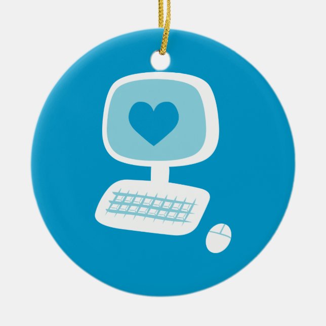 Computer Heart Ceramic Ornament (Front)