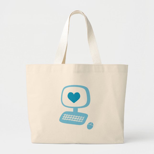 Computer Heart Large Tote Bag (Front)