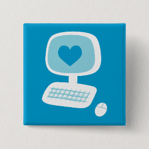 Computer Heart Pinback Button