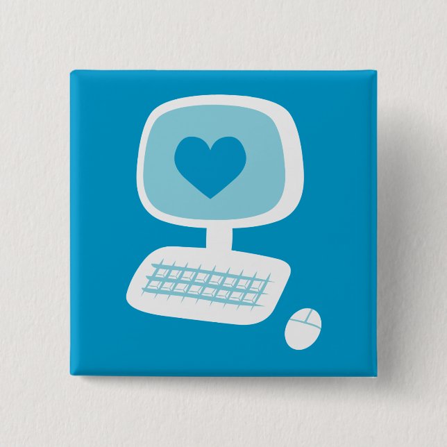 Computer Heart Pinback Button (Front)