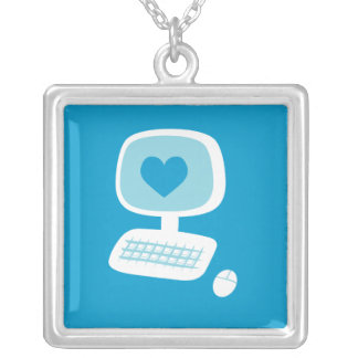 Computer Heart Silver Plated Necklace