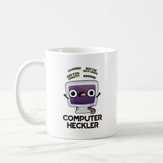Computer Heckler Funny Hacker Pun  Coffee Mug (Left)