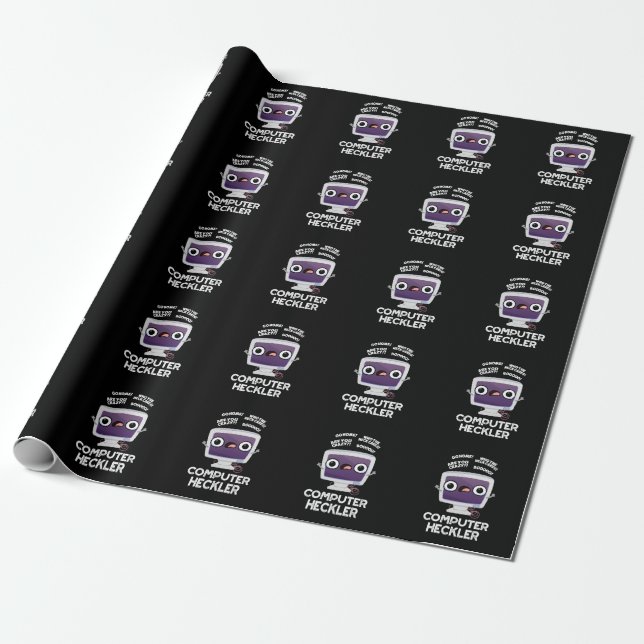 Computer Heckler Funny Hacker Pun Dark BG Wrapping Paper (Unrolled)