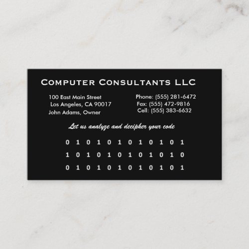 Computer Help B/W Business Card Templates