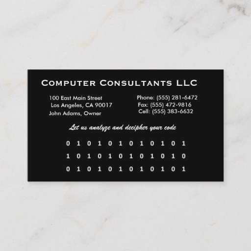 Customizable Computer Help B/W Business Card Templates