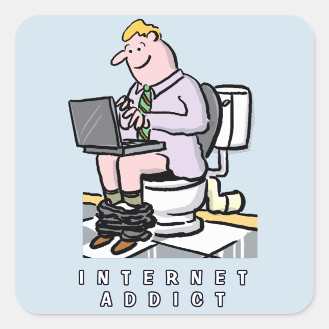 Computer, Internet and Social Media Addiction Square Sticker (Front)