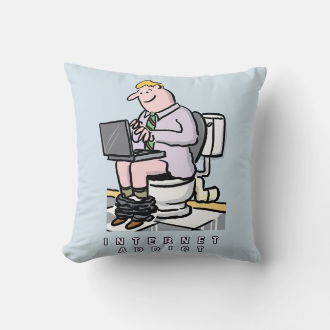 Computer, Internet and Social Media Addiction Throw Pillow (Front)