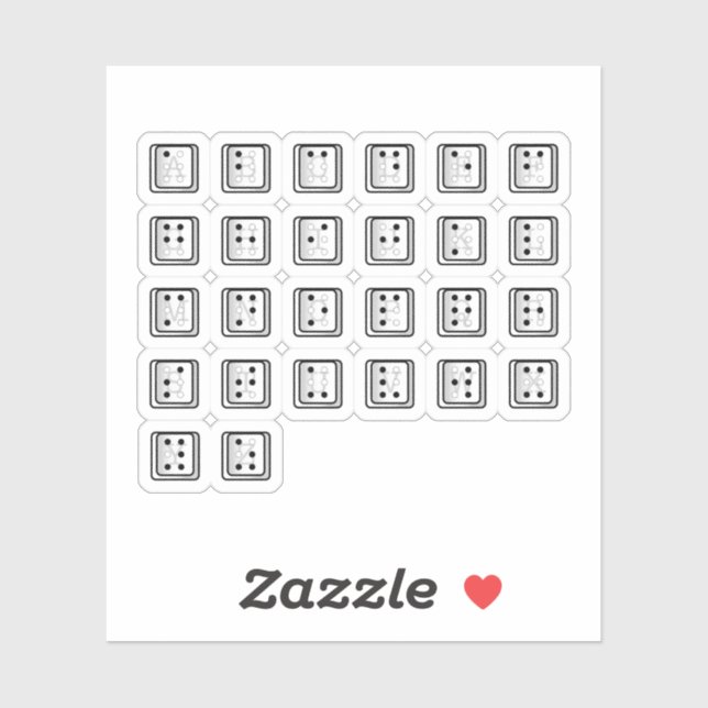 Computer Key Alphabet Braille Sticker (Sheet)