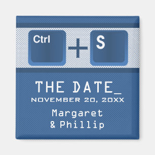 Computer Key Control Save the Date Magnet, Blue Magnet