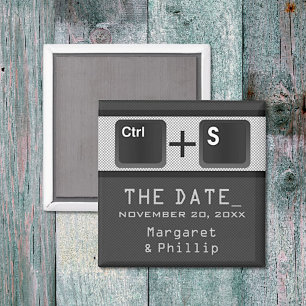 Computer Key Control Save the Date Magnet, Gray Magnet