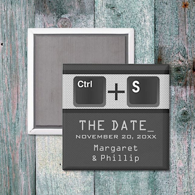 Computer Key Control Save the Date Magnet, Gray Magnet (Gray Computer Key Control Save the Date Magnet)