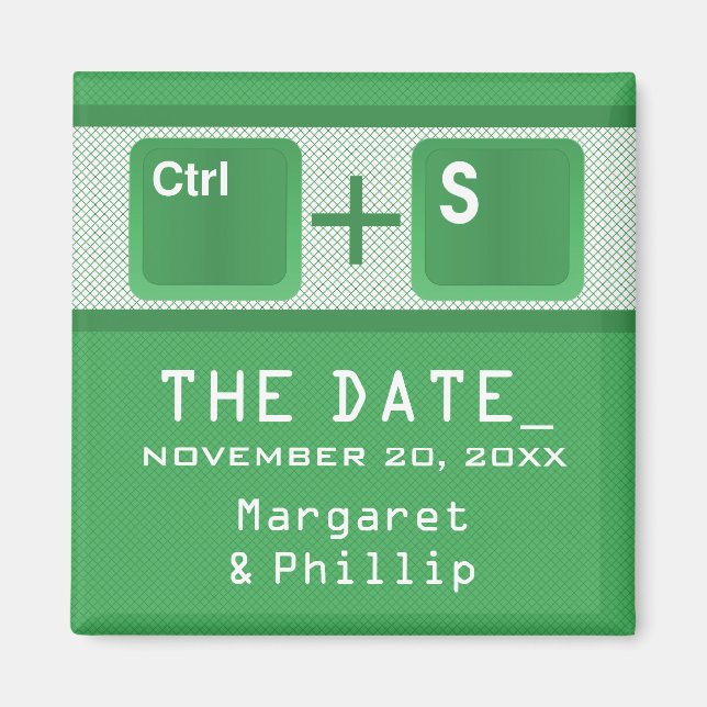 Computer Key Control Save the Date Magnet, Green Magnet (Front)