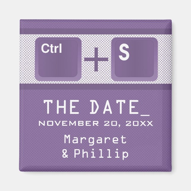 Computer Key Control Save the Date Magnet, Purple Magnet (Front)