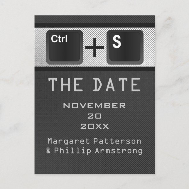 Computer Key Control Save the Date Postcard, Gray Announcement Postcard (Front)