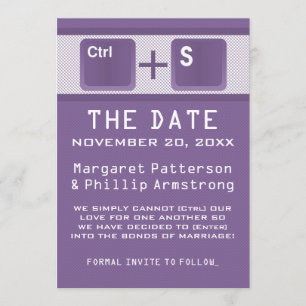 Computer Key Control Save the Date, Purple Date