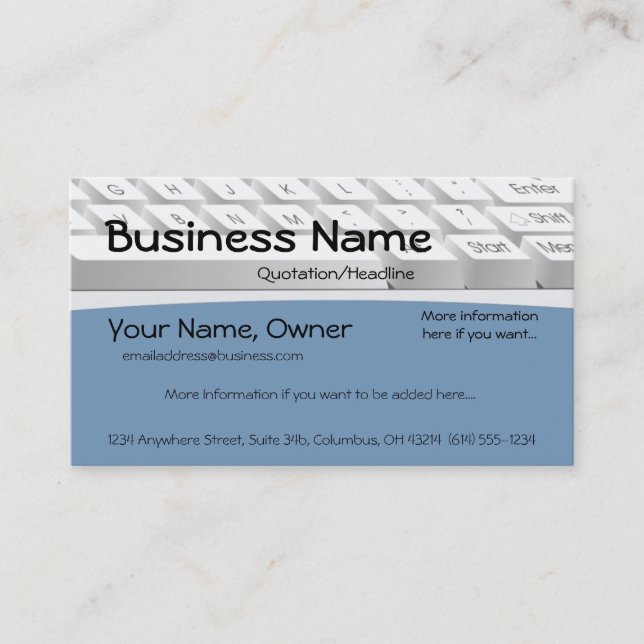 Computer Keyboard Design 2 Business Card (Front)