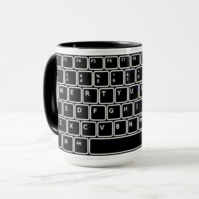 Computer Keyboard Design Coffee Mug (Front Left)
