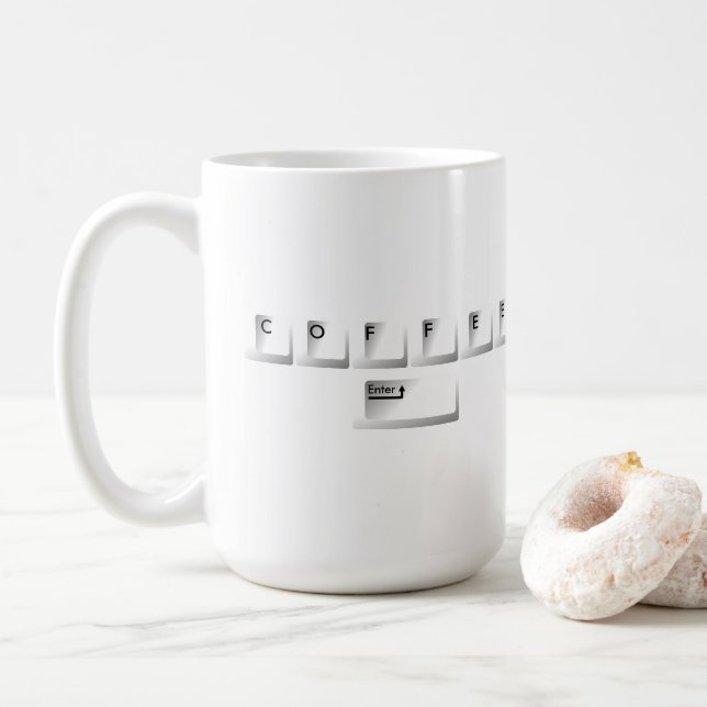 Computer Keyboard Enter COFFEE Keys Coffee Mug (With Donut)