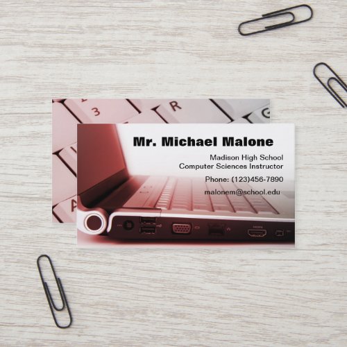 Computer Laptop Keyboard Technician Teacher Info Business Card Templates