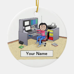 Computer Lover -Female Ceramic Ornament