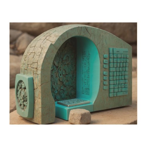  computer machine Stone shape Screen Wood Wall Art