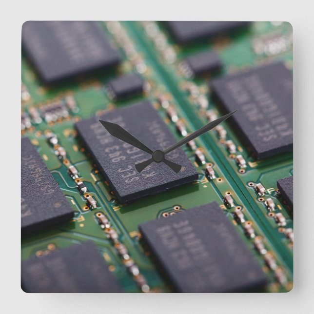Computer Memory Chips Square Wall Clock (Front)