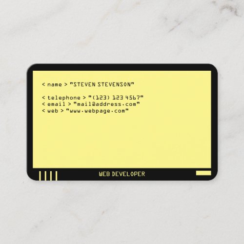 Computer monitor faux look black yellow business card