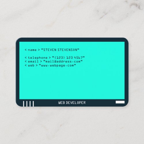Computer monitor faux look teal tone business card