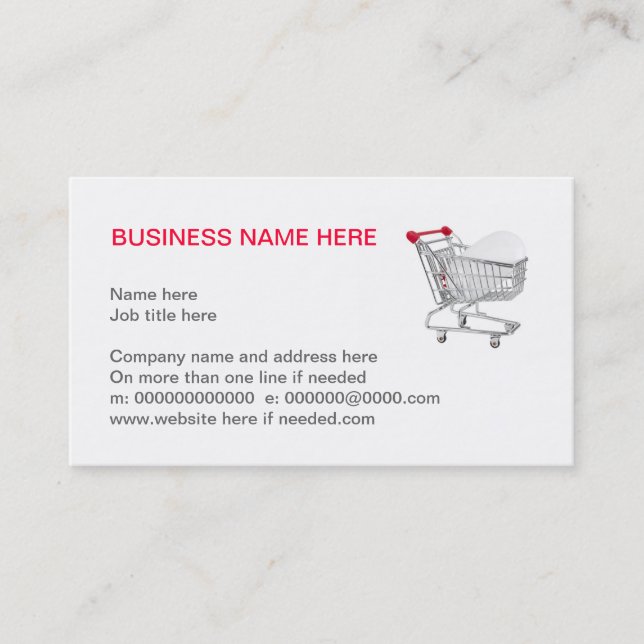computer mouse in a supermarket shopping trolley business card (Front)