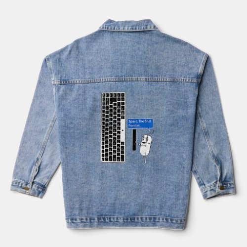 COMPUTER MOUSE  KEYBOARD SPACE THE FINAL FRONTIER DENIM JACKET