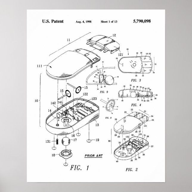 Computer Mouse patent Poster (Front)