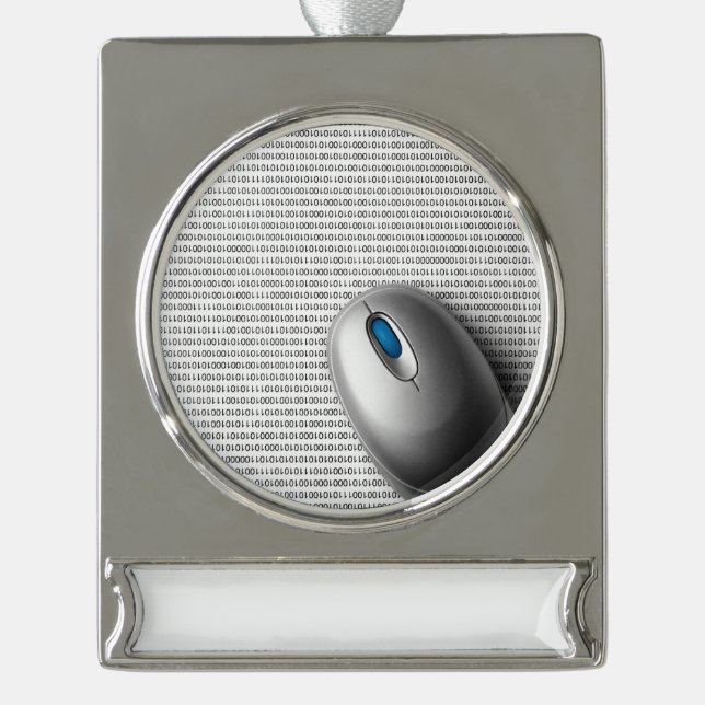 Computer mouse silver plated banner ornament (Front)