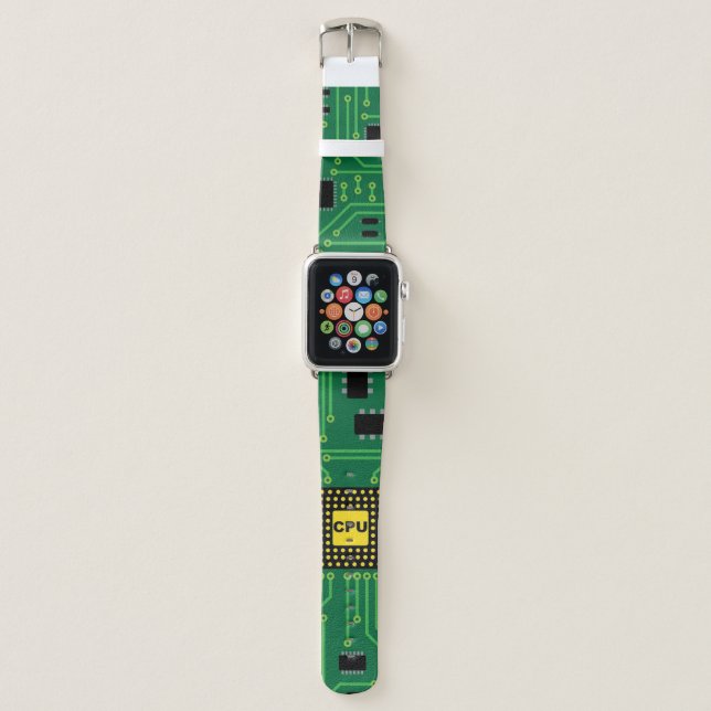 Computer Nerd Circuit Board CPU Apple Watch Band (Front)