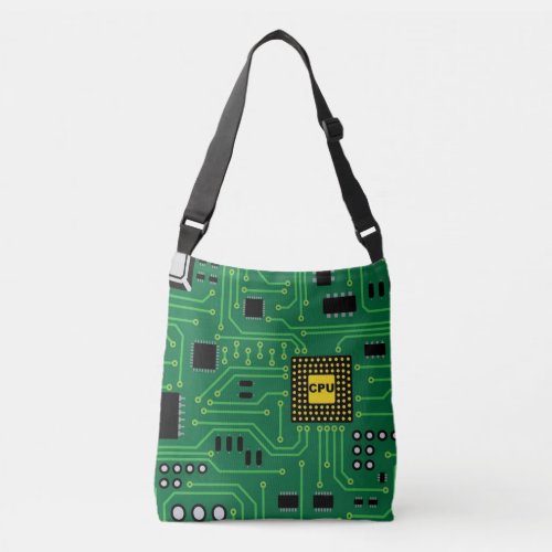 Computer Nerd Circuit Board CPU Crossbody Bag