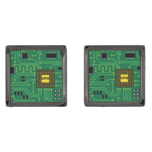 Computer Nerd Circuit Board CPU Cufflinks