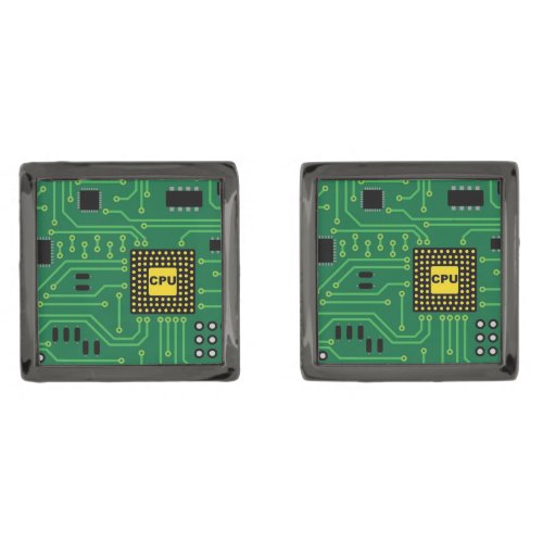 Computer Nerd Circuit Board CPU Cufflinks