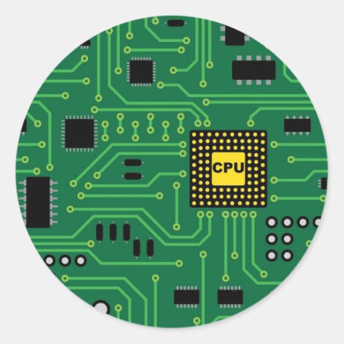 Computer Nerd Circuit Board CPU                  I Classic Round Sticker