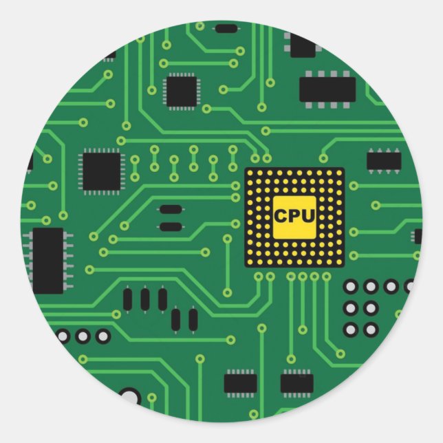 Computer Nerd Circuit Board CPU                  I Classic Round Sticker (Front)