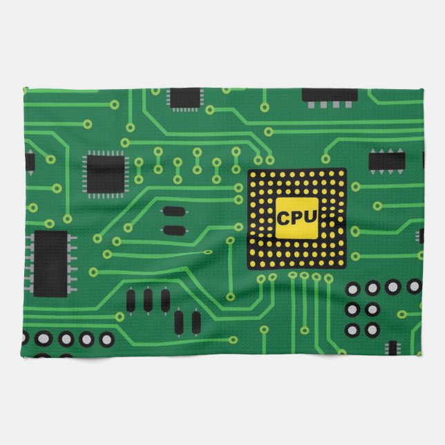 Computer Nerd Circuit Board CPU                  I Kitchen Towel (Horizontal)