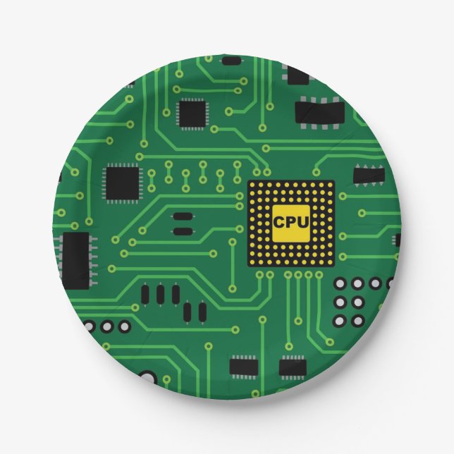 Computer Nerd Circuit Board CPU                  I Paper Plates (Front)