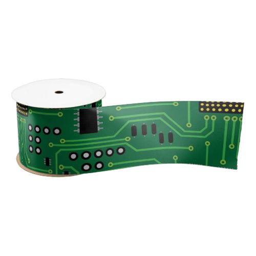 Computer Nerd Circuit Board CPU Satin Ribbon