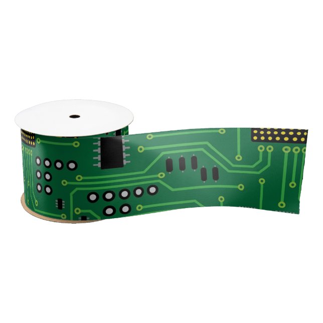 Computer Nerd Circuit Board CPU Satin Ribbon (Spool)