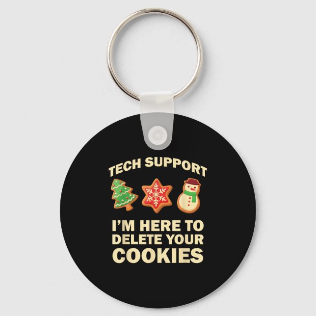 Computer Nerd Funny Christmas Designs Men's Black  Keychain (Front)
