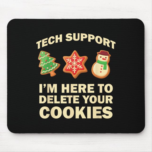 Computer Nerd Funny Christmas Designs Men's Black  Mouse Pad (Front)