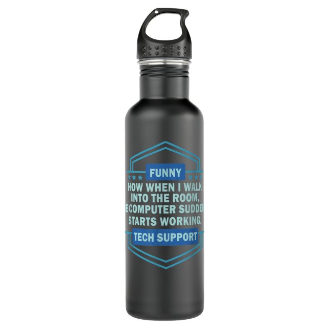 Computer Nerd Geek Techie - Helpdesk Hotline Tech  Stainless Steel Water Bottle (Front)