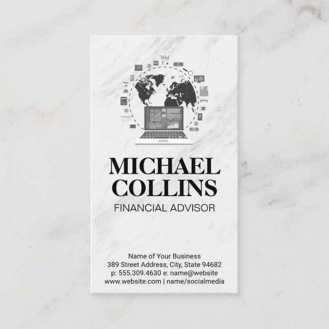 Computer Network | Data Analyst World Map Business Card (Front)