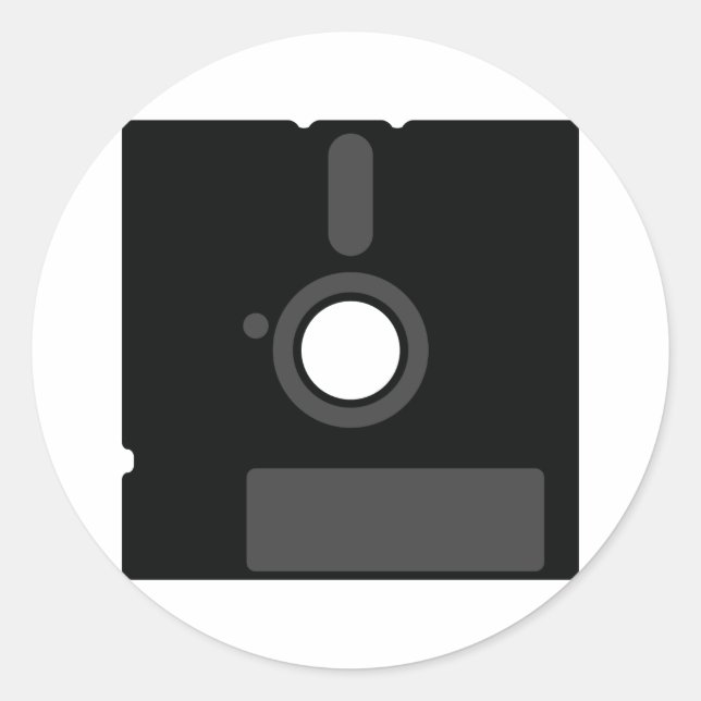 Computer Oldschool Floppy Disc 5.5 Geek Classic Round Sticker (Front)