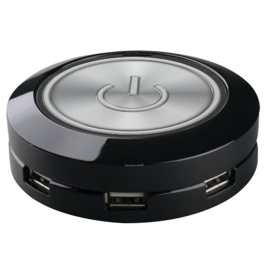 Computer Power Button Theme USB Charging Station (Angled)